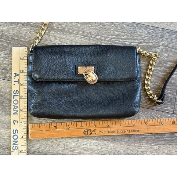 CALVIN KLEIN AUTHENTIC CROSSBODY SHOULDER BAG CHAIN PURSE BLACK GOLD ACCENTS - Picture 8 of 9